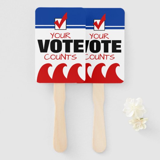 Red Wave Republikein Uw stem telt verkiezingen 201 Handwaaier (Voorkant en achterkant)