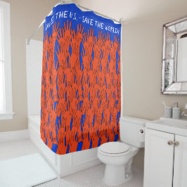 Red Wave Save the US Save the World Shower Curtain Douchegordijn