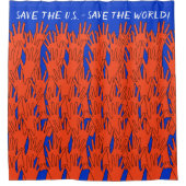 Red Wave Save the US Save the World Shower Curtain Douchegordijn (Voorkant)