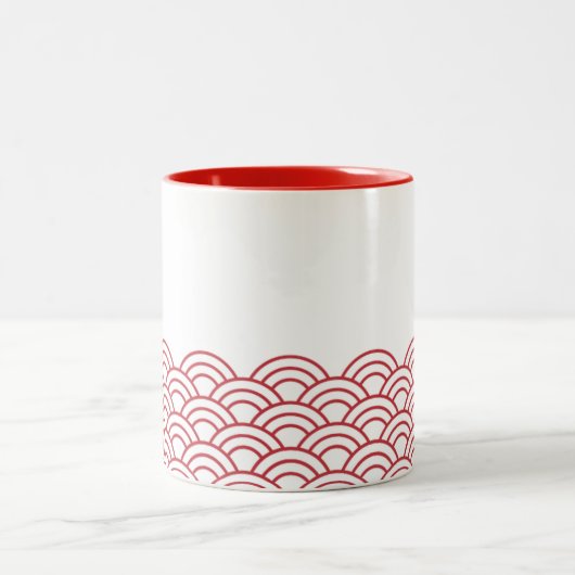 Red Waves "Seigaiha" WAGARA Tweekleurige Koffiemok (Center)
