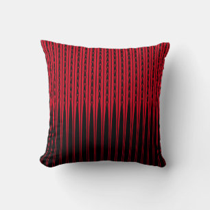 Red Waves Stripes Lines Patronen Zwart Stijlvol Kussen
