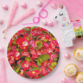 Red Wax Begonias Floral Papieren Bordje (Feest)