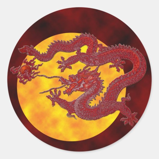 Red Wax Dragon Ronde Sticker (Voorkant)