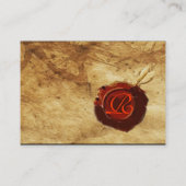 RED WAX SEAL ,ANTIEK PERKAMENT Monogram Visitekaartje (Achterkant)