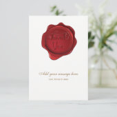Red Wax Seal Elegante formele bruiloft Dank u Bedankkaart (Staand voorkant)
