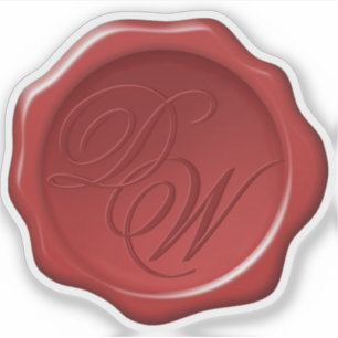 Red Wax Seal Monogram 2 Initialen Elegant Script Sticker