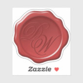 Red Wax Seal Monogram 2 Initialen Elegant Script Sticker (Vel)