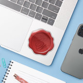 Red Wax Seal Monogram 2 Initialen Elegant Script Sticker (Laptop met iPhone)