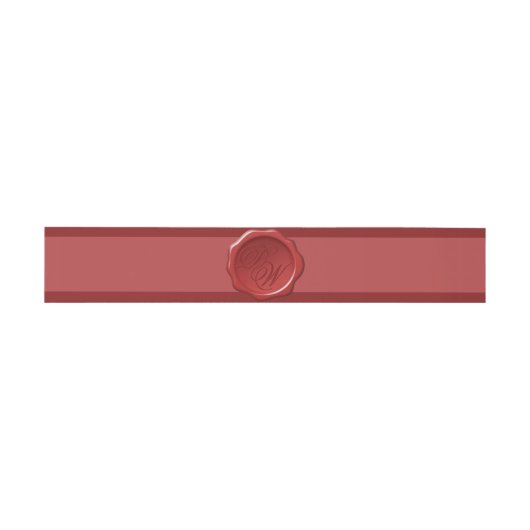 Red Wax Seal Monogram 2 Initialen Elegant Script Uitnodigingen Wikkel (Vlak)