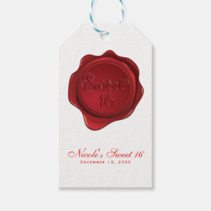 Red Wax Seal Sweet 16 Elegant Formal Party Cadeaulabel