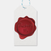 Red Wax Seal Sweet 16 Elegant Formal Party Cadeaulabel (Achterkant)