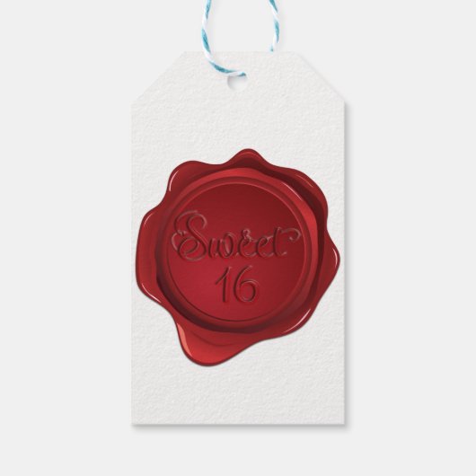 Red Wax Seal Sweet 16 Elegant Formal Party Cadeaulabel (Achterkant)