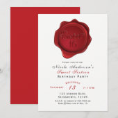 Red Wax Seal Sweet 16 Elegant Verjaardagsfeest Kaart (Voorkant / Achterkant)