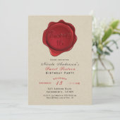 Red Wax Seal Sweet 16 Rustic Kraft Verjaardagsfees Kaart (Staand voorkant)