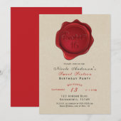 Red Wax Seal Sweet 16 Rustic Kraft Verjaardagsfees Kaart (Voorkant / Achterkant)