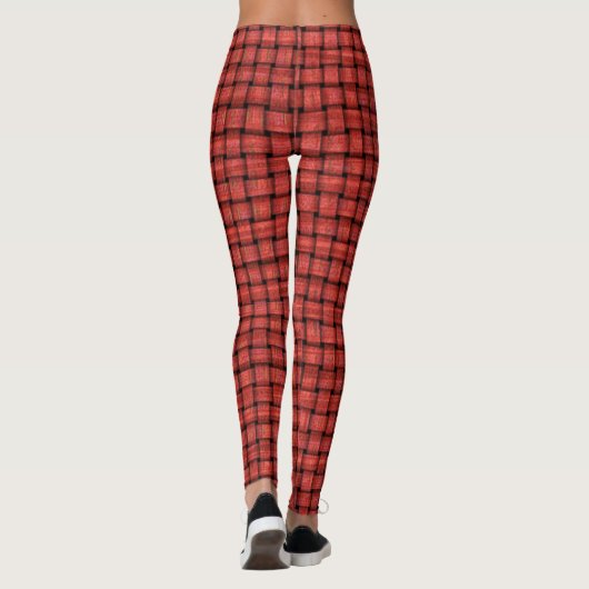 Red Weave Pattern op Custom Leggings (Achterkant)