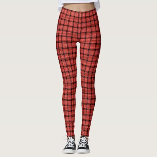 Red Weave Pattern op Custom Leggings (Voorkant)