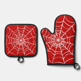 Red Web Ovenwant & Pannenlap Set