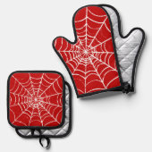 Red Web Ovenwant & Pannenlap Set (Voorkant / Achterkant)