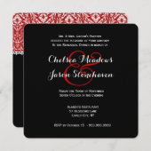 RED Wedding Damask Lace Rehearsal Dinner 7 Kaart (Voorkant / Achterkant)