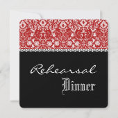 RED Wedding Damask Lace Rehearsal Dinner 7 Kaart (Achterkant)