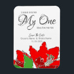 Red Wedding Floral sparen de datum Magneet<br><div class="desc">Rode bloemen</div>