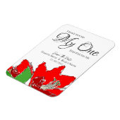 Red Wedding Floral sparen de datum Magneet (Linkerzijde)