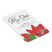 Red Wedding Floral sparen de datum Magneet (Rechterzijde)