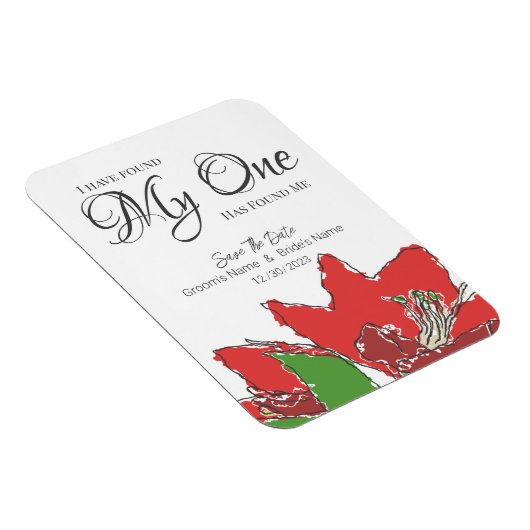 Red Wedding Floral sparen de datum Magneet (Rechterzijde)