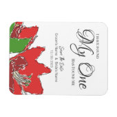 Red Wedding Floral sparen de datum Magneet (Horizontaal)
