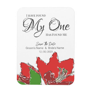 Red Wedding Floral sparen de datum Magneet