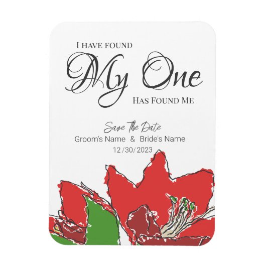 Red Wedding Floral sparen de datum Magneet (Verticaal)