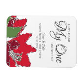 Red Wedding Floral sparen de datum Magneet (Horizontaal)