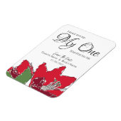 Red Wedding Floral sparen de datum Magneet (Linkerzijde)