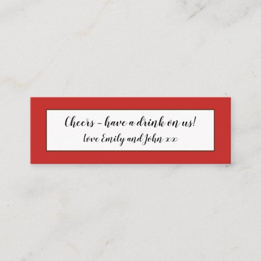 Red Wedding Receptie Drinken Ticket (Voorkant)