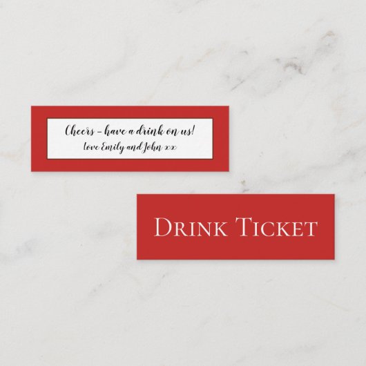 Red Wedding Receptie Drinken Ticket (Voorkant / Achterkant)