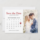 Red Wedding Save the Date Calendar Photo (Voorkant)