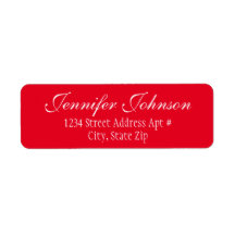 Red Wedding Script Return Address Envelope Labels