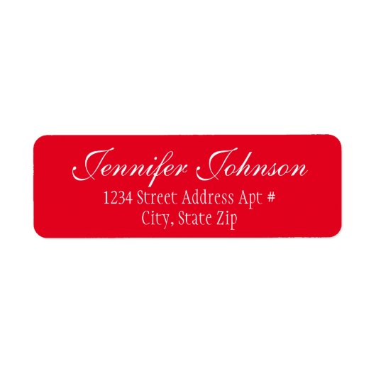 Red Wedding Script Return Address Envelope Labels (Voorkant)
