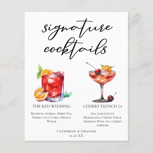 Red Wedding Signature Cocktails Menu (Voorkant)