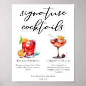 Red Wedding Signature Cocktails Menu Poster (Voorkant)