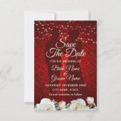 Red Wedding White Flowers Modern Save The Date (Voorkant)