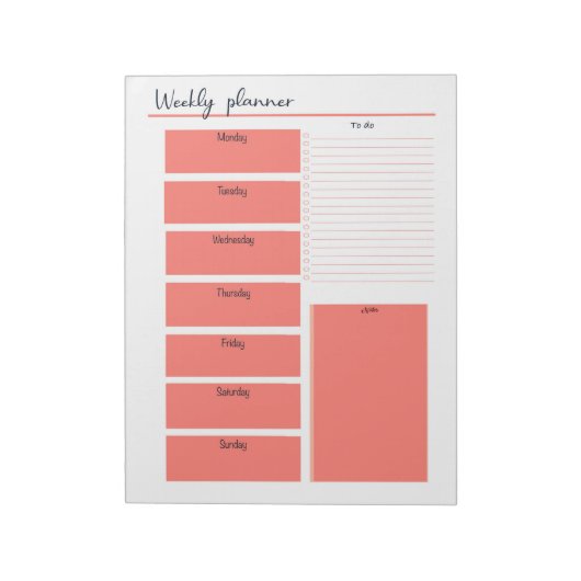 Red Weekly Planner-laptop Notitieblok (Linkerzijde)