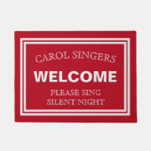 Red Welcome Carol Singers Funny Kerstdoormat Deurmat (Voorkant)