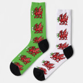 Red Welsh Dragon Custom Monogram Sokken (Links)