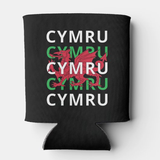 Red Welsh Dragon Cymru Herhaling Text Wales Roots Blikjeskoeler (Achterkant)