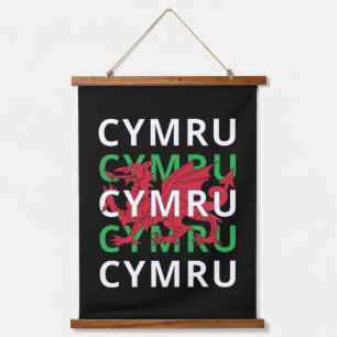 Red Welsh Dragon Cymru Herhaling Text Wales Roots Hangend Wandkleed