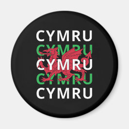 Red Welsh Dragon Cymru Herhaling Text Wales Roots Magneet