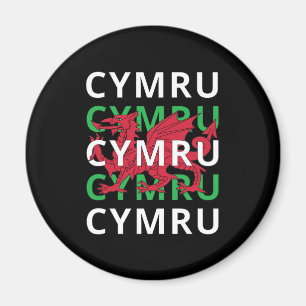 Red Welsh Dragon Cymru Herhaling Text Wales Roots Magneet