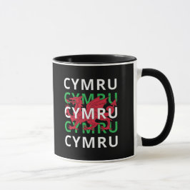 Red Welsh Dragon Cymru Herhaling Text Wales Roots Mok